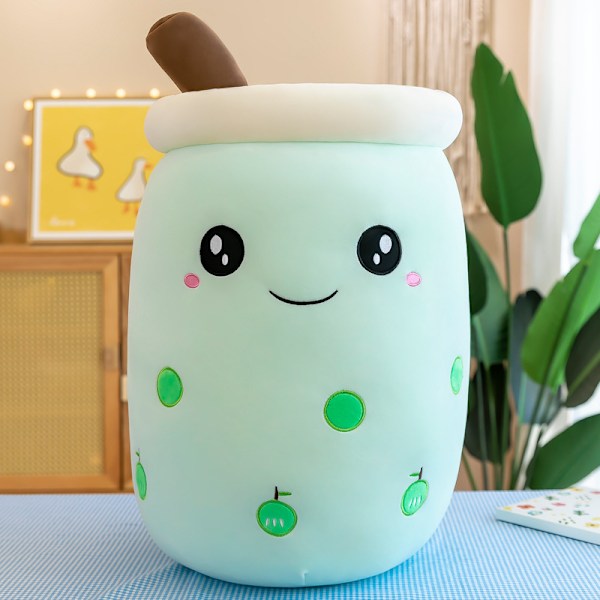 Söt Bubble Tea Plyschleksak Super Mjuk Plushie Fylld Dock Multifunktionell Kudde för Hem Vardagsrum Kontor 25cm Green