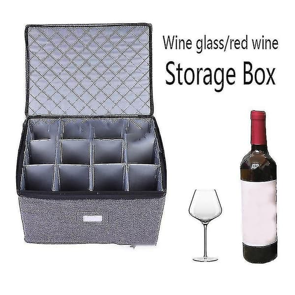 Wine Glass Storage for 12 Wine Glasses or Foldable Wine Storage Box also Usable for Clothes Shlm