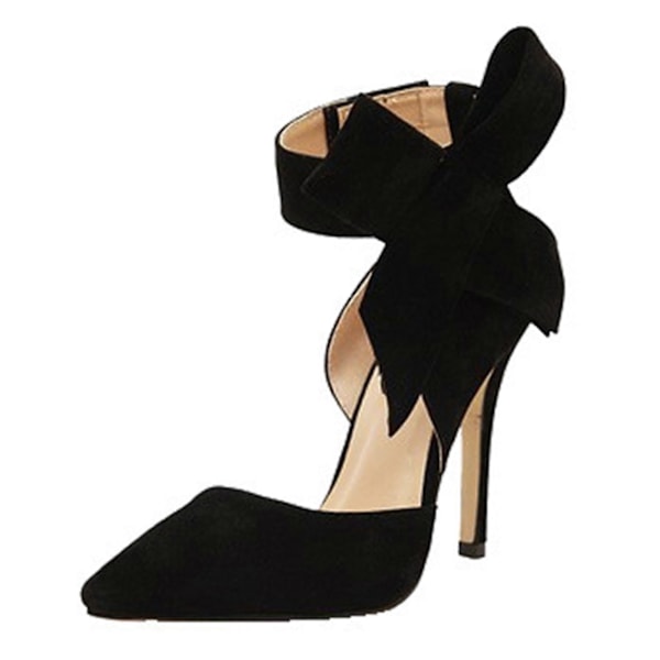 Damesandaler Hæler Mote Side Sløyfe Design Spiss Tå Stiletthæler for Kvinner Black 39