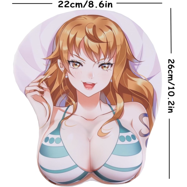 Nami Nye Anime Musematte med Håndleddstøtte Gaming 3D Musematter 2Way Skin (Nami 2)