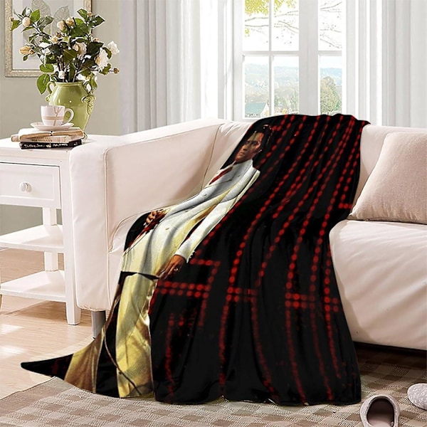 VHOMES 3D Print Elvis Presley Fleece Tæppe Efterår/Vinter Print Flanel Tæppe til Børn Drenge Piger Plys Tæppe Fuzzy Tæppe til Sofa Seng Co 150x200cm 80x60in