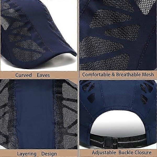 Herrar Peaked Cap, Flat Cap, Justerbar Snabbtorkande Mesh, Andningsbar Basker, Herrarnas Basker (Mörkgrå dark blue