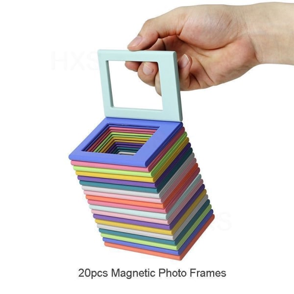 Färg slumpmässigt -20 st, universal 3-tums magnetisk fotoram som säljer kreativ DIY ständigt föränderlig kombinationsplast -6,2*4,5 cm (innersida)