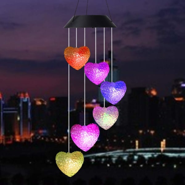 Heart Solar Wind Chime Outdoor,Gifts for All Mother/Grandma/Women/Aunt/Daughter/Friend/Niece/Sister, Gardening Gift,windchimes Outside