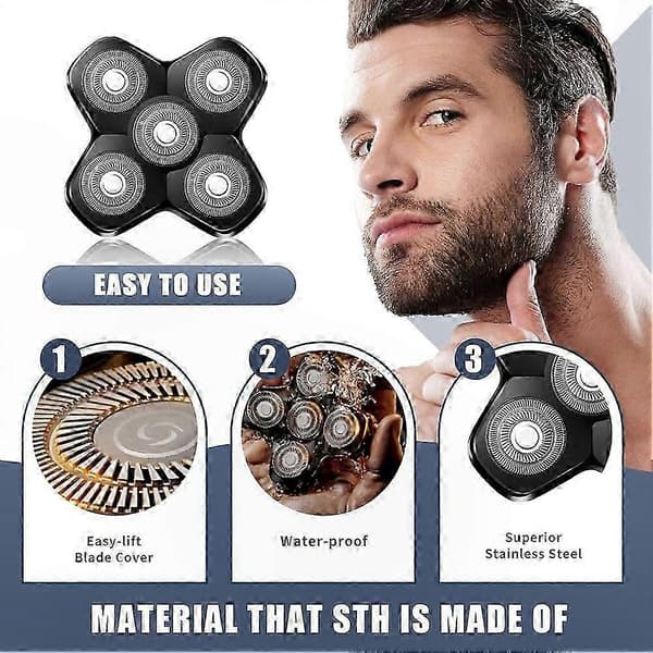 MANSCAPED Dome Shaver-udskiftningsblade, 5-bladet magnetisk hoved, 2-pak til mænd Black