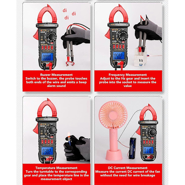 Digital Tångmätare 4000 Räkningar Hög Noggrannhet Multimeter LCD-Skärm AC DC Tångström Mätare