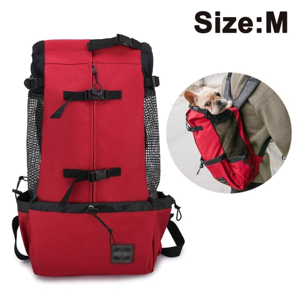 Dog Carrier Backpack For Small And Medium Pets Front Facing Adjustable Dog Backpack Carrier Fully Ventilated-Red-M