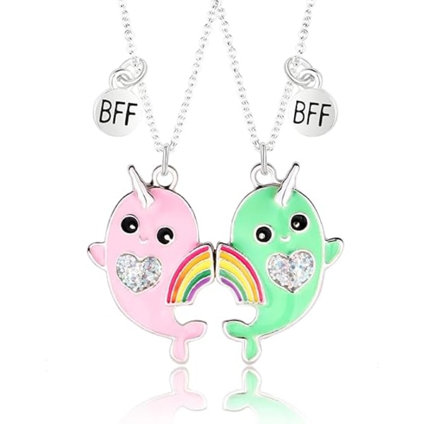 Bff Halsband för 2 tjejer Trendiga Matchande Vänskap Halsband Saker Halvhjärta hänge Flamingo Halsband Best Friends Halsband