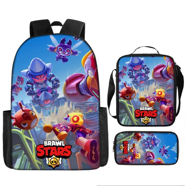 2026 Brawl Stars Backpack 3-piece set 17 inch Game Backpack + Shoulder Bag + Pencil Case (J) 12