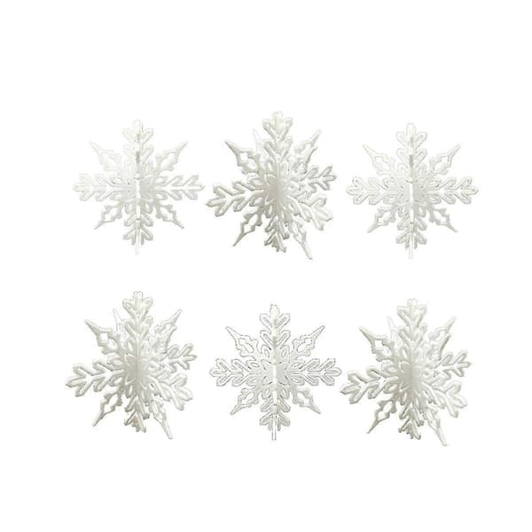 50 stk. hvide snefnugpynt i plast Julevinterdekorationer Juleophæng til vinter