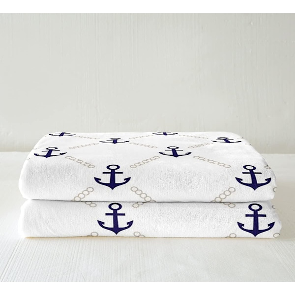 Anker Kastetæppe til Seng Sofa Børn Nautisk Ocean Anker Fuzzy Tæppe Hav Eventyr Fleece Sherpa Tæppe Marine Tema Plys Tæppe Dobbelt 80x60in 200x150cm