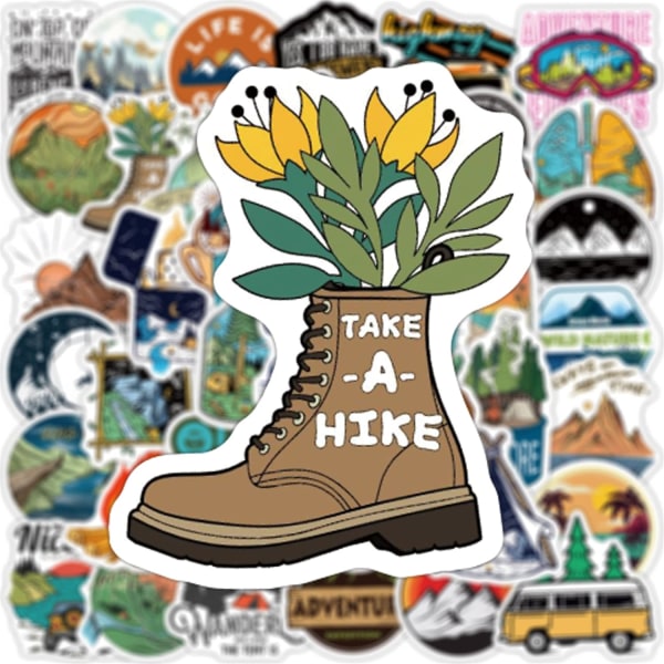 Camping Vandtætte Stickers Vandreture Stickers 100stk til Hydroflask Vandflaske Æstetiske Vinyl Stickers Bærbar Skateboard Bagage til Teenagere Børn