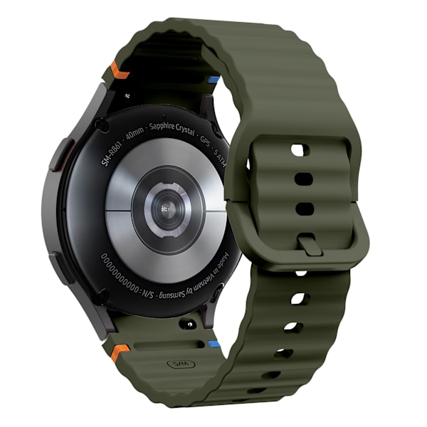 SimpleThings Sport Silikonarmband utan mellanrum för Samsung Galaxy Watch 7/6/5/4 Military Green Watch7/FE/6/5/5Pro/4