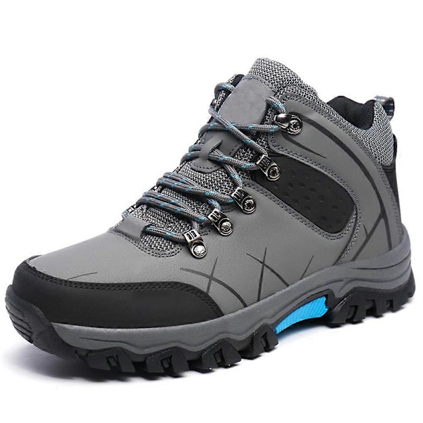 Vinterstövlar för Män Varma Skor Varma Läder Vattentäta Kalla Snöstövlar Utomhus Bomulls Sneakers Nya Grey 44