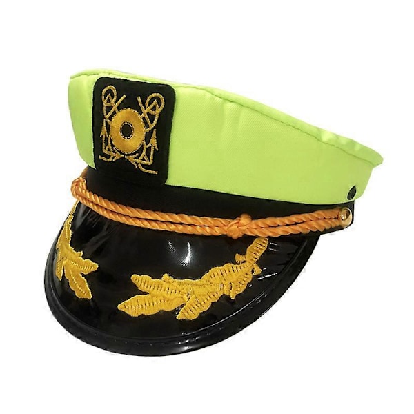 Kapten Yacht Seglarhatt Justerbar Hatt Platt Topp Visir - Vit - 1 stycke grön