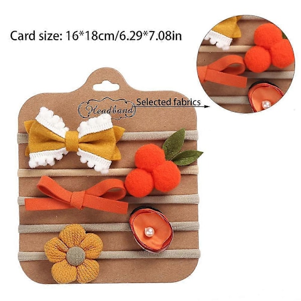 Pakke med 5 Baby Hårbånd, Børnehårbånd med Sløjfe, Hovedbeklædning, Baby Piger, Nylon Blomsterhårbånd (stil 1) style 2