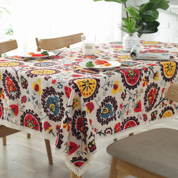 Cotton Tablecloths Rectangular Tablecloth Sun Flower Table Cloth Lace Table Cover Versatile Indoor and Outdoor (120 x 120 cm, Flower of the Sun)