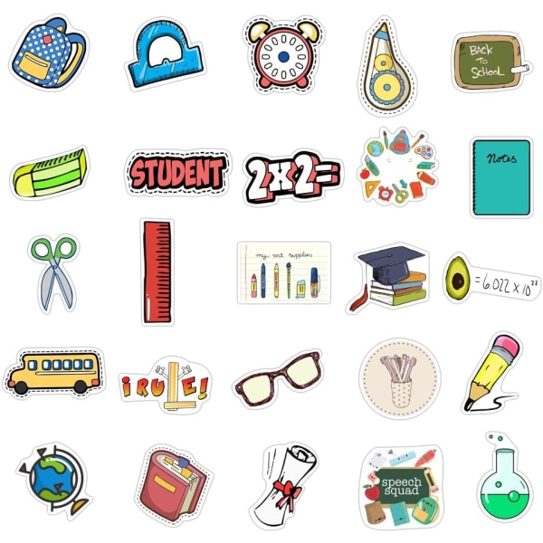 Studenter Tilbake til Skolen Klistremerker 100 Pcs Kawaii Vanntette Vinyl Vannflaske Bærbar Dekorasjoner DIY for Skateboard Telefondeksel Gitar for Voksne Tenåringer