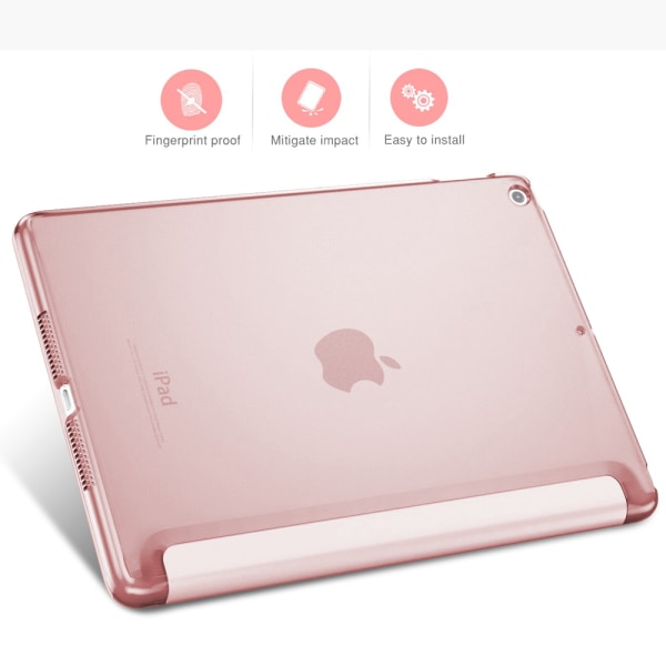 Ultratunt smart case med gummibelagt flexibel TPU- cover, automatisk sömn/väckning och View/Type-stativ för iPad Mini 5-helt roséguld