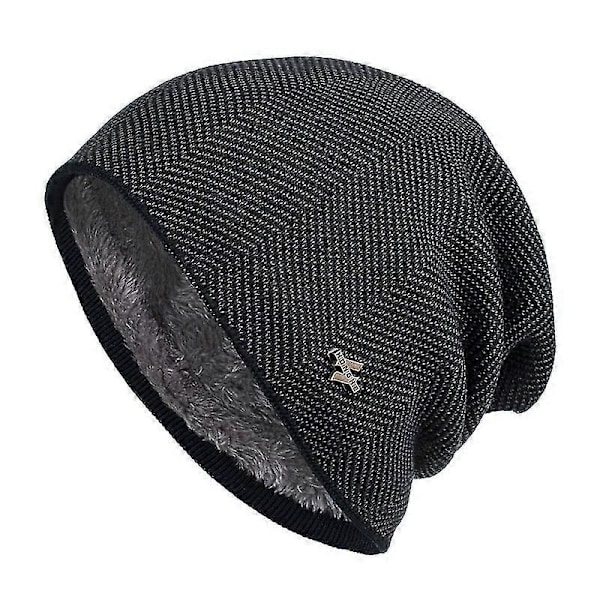 Herre Vinter Varm Hue Voksen Strikkede Casual Beanies Bomuld Uld Huer