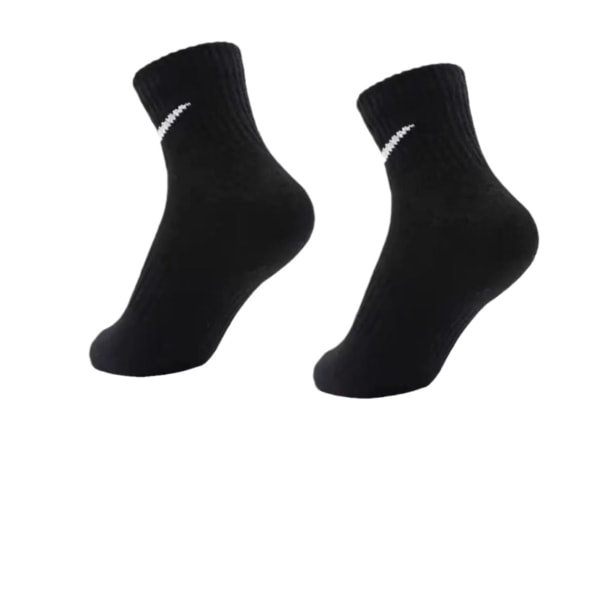 Cushion Crew Socks med Band Svart-hvitt kort-medium-langt par håndkle-bunn sports basketball sokker løpesokker (6 par)-S svart