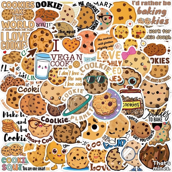 Cookies Stickers, 50st Cute Food Cookie Stickers Vattentäta Vinyl Dekaler för vattenflaska Laptop Telefon Scrapbook för barn