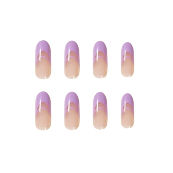 En set av 24st lila enkel fransk manikyr + vanligt transparent lim Skönhet och hälsa