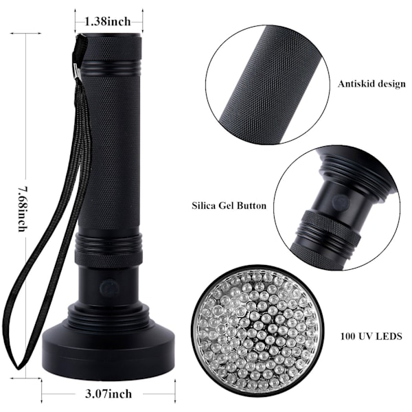 UV-lommelygte, 100 stk. LED sort lys lommelygte 395nm UV-lampe Detect