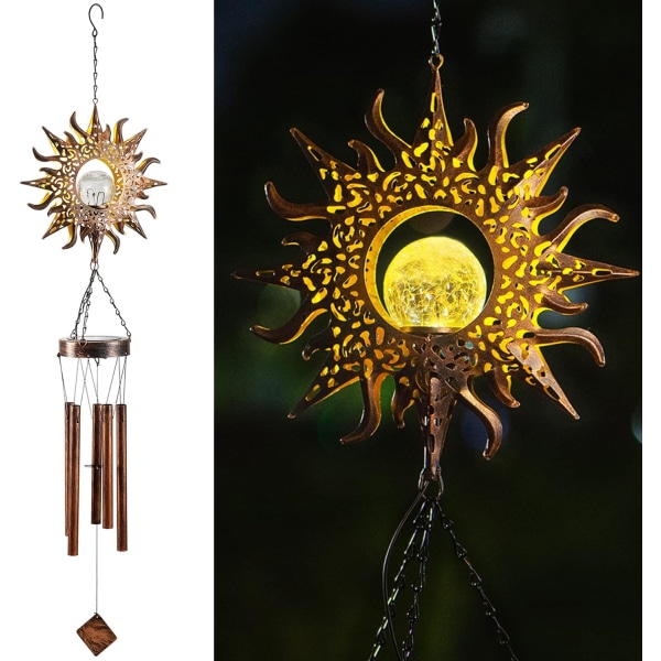 Solar Wind Chime LED Hanging Wind Chime Lamp Waterproof Light for Garden Patio Terrace Decoration