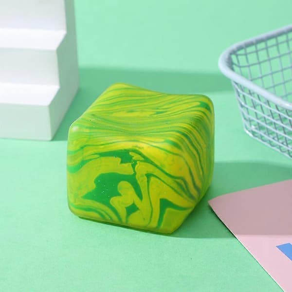 Marmoreret terning stressbold, TPR Squishy sensorisk legetøj til børn og voksne