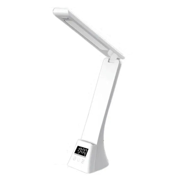 Genopladelig Skrivebordslampe Øjenbeskyttende Skrivebordslampe med LCD-display Foldbar Arm Øjenbeskyttende Bordlamper Hvid
