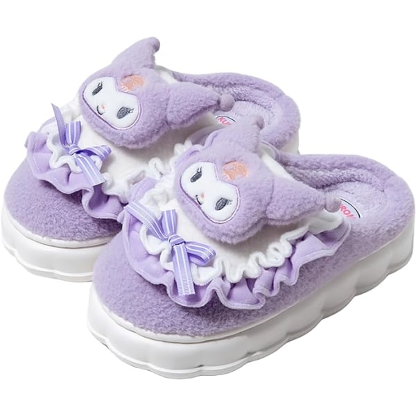 Kawaii Tofflor Cute Furry Slides - Cartoon Womens Four Seasons Home Cotton Tofflor Mute Indoor House Home Shoes For Women Invändig skolängd 26cm