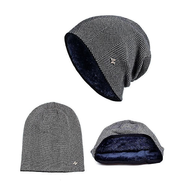 Herre Vinter Varm Hue Voksen Strikkede Casual Beanies Bomuld Uld Huer