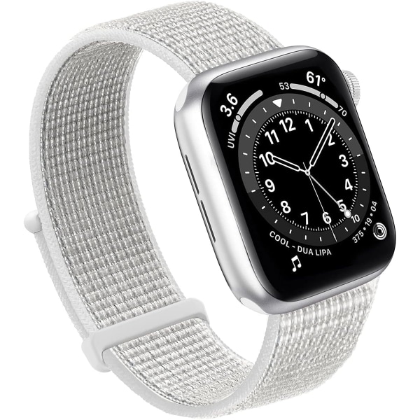 Yhteensopiva Apple Watch -rannekkeen kanssa, naisten ja miesten urheilullinen nailonlenkkiranneke iWatch Series Ultra 8 7 6 5 4 3 2 1 SE:lle (38/40/41mm, heijastava valkoinen)