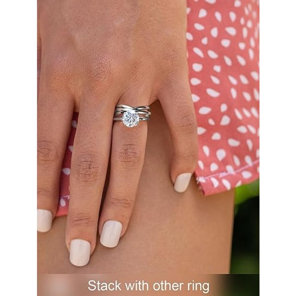 18K pläterad interlocked Rolling Fidget Ring för ångest för kvinnor och män, rostfritt stål/tricolor/regnbåge/roséguld/svart/guld staplingsring (5)