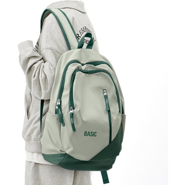 Kawaii Middle School-ryggsäck för tonåringar, flickor, söta studenter, bokväska pojkar, klassisk college-ryggsäck, casual ryggsäckar för fritidsväskor (grön)