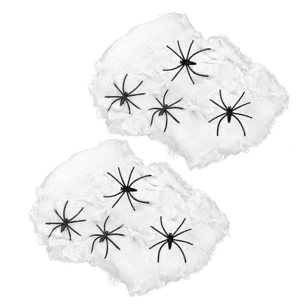 Spindelvevsett Halloween-dekor for utendørs spindelvev hengende edderkopper 2 sett