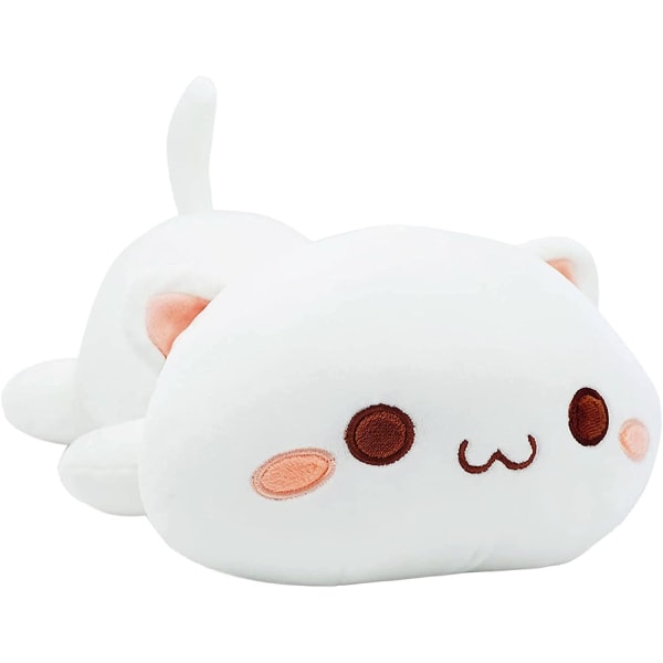 Cute Kitten Plush Toy Stuffed Animal Pet Kitty Soft Anime Cat Plush Pillow for Kids (White A, 20")