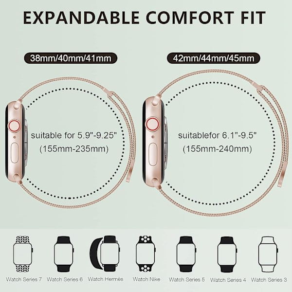 Kvinnor och män, rostfritt stål mesh loop magnetiskt spänne ersättning för iWatch band (45mm/44mm/42mm/49mm, regnbåge).