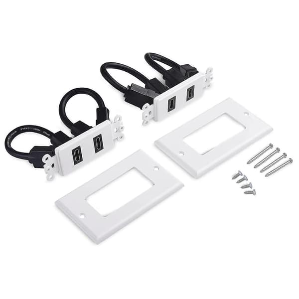 2-pak 2-portars -kompatibel vægplade i hvid (4K UHD, ARC og Ethernet Pass-Thru-understøttelse)