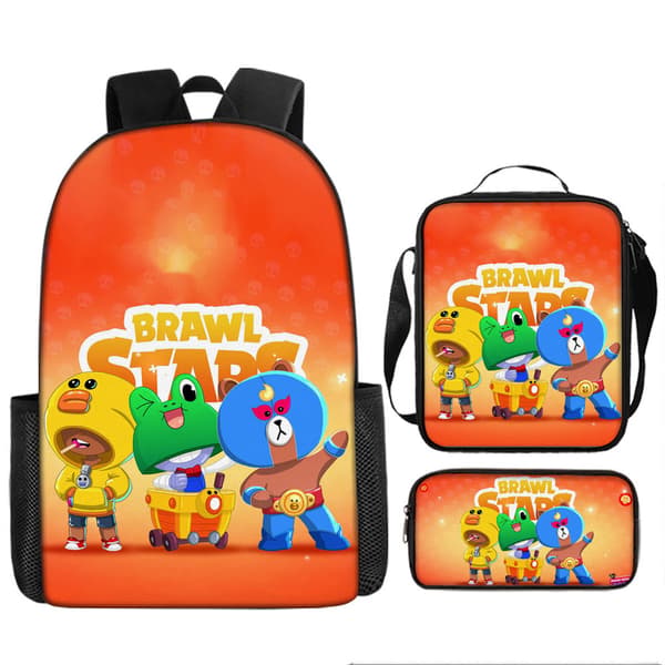 2026 Brawl Stars Backpack 3-piece set 17 inch Game Backpack + Shoulder Bag + Pencil Case (J) 21