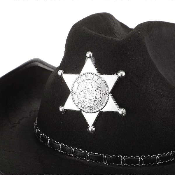 Cowboyhat til Sheriff Party Hat med justerbar pasform Sort