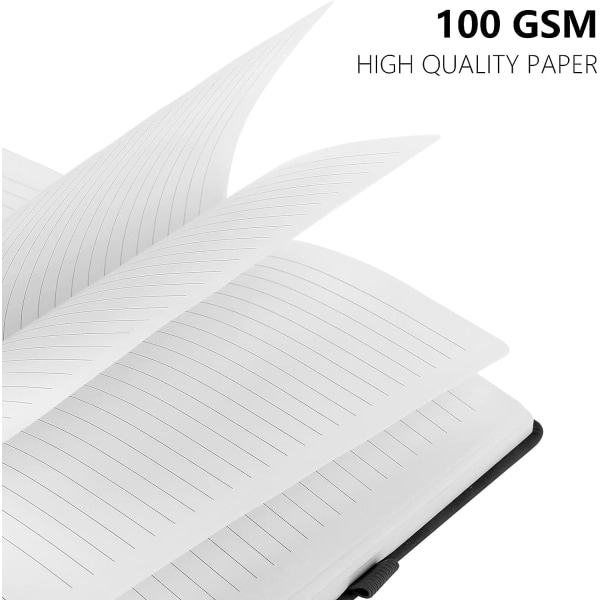A5 Notebook, 2 Pack Notebook A5 200 sidor 100 GSM Journal Notebook Hardback Anteckningsblock med bokmärke, pennögla och elastisk stängning (svart+rosa)