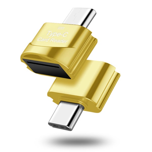 TypeC Portable Card Reader - Gold.Card-läsaradapter kompatibel med Macbook och Type C-gränssnittssmartphones