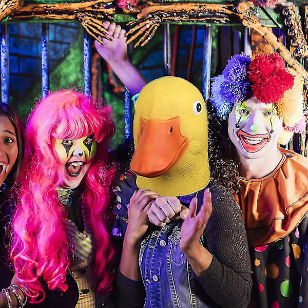 Andmask Halloween Djur Deluxe Mask Latex Tema Gul Med Mask Little yellow duck