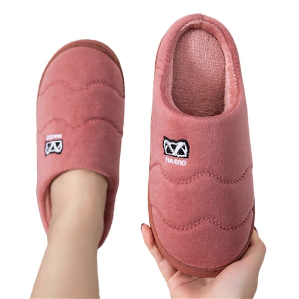 Bløde Fyldte Hjemmesko Skridsikre Indendørs Hjemmesko Behagelige Plys Slippers Til Hjem Soveværelse Nye Rose Red 40to41