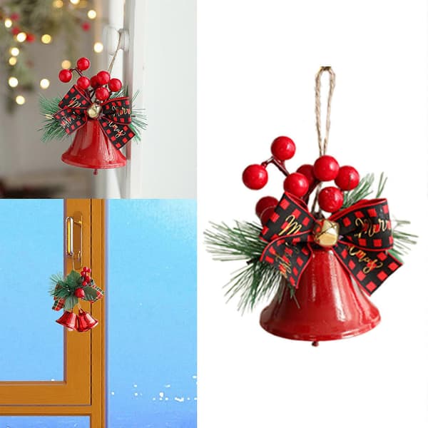 Julepynt med justerbar længde til juletræ og vægophæng Red round bell model