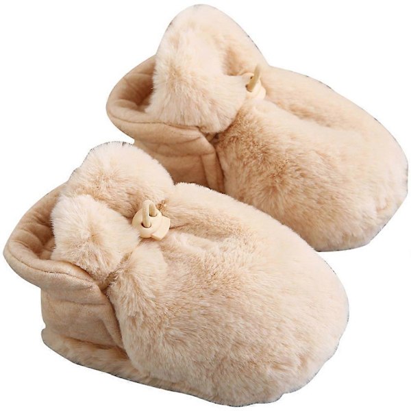 Baby Tegneserie Plys Bomuld Småbørnssko Vinter Sokker Småbørn Piger Hjemmesko Første Gåsko til Drenge Piger Brown S 10 Cm