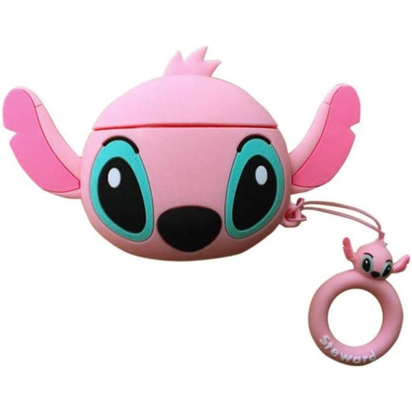 Cute cartoon Stig AirPods1/2 protective case Apple wireless Bluetooth headset protective case silicone protective case cute application-pink