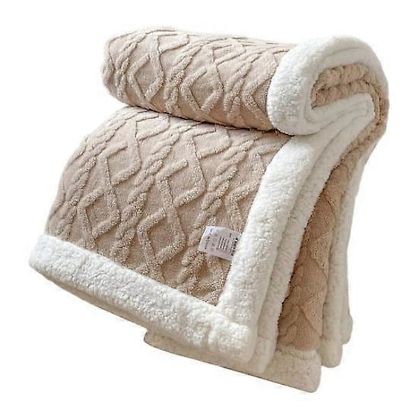Vinterfortykket pledd, dobbeltsidig lo, plysj, tolags 3D-jacquard, ensfarget, kontorlur, sovesal, hjemmeseng, sofa, reise, koselig, varmt pledd grey 2x2.3m